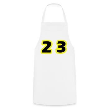 Symbole du chiffre 23 - Tablier de cuisine - blanc - Devant - AI Model Male 185 dark (185cm)
