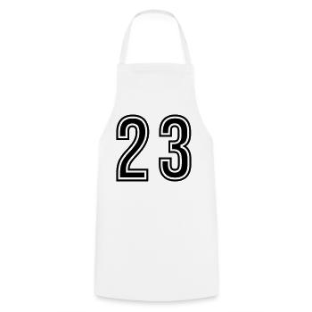Symbole du chiffre 23 - Tablier de cuisine - blanc - Devant - AI Model Male 185 dark (185cm)