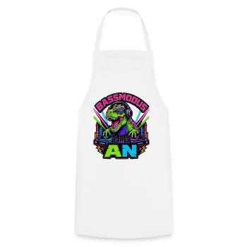 Mode basse activé – Dinosaures néon dans la cabine DJ - Tablier de cuisine - blanc - Devant - AI Model Male 185 dark (185cm)