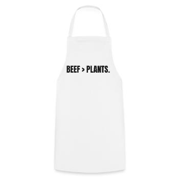 BŒUF > PLANTS | Steak carnivore au lieu de plantes - Tablier de cuisine - blanc - Devant - AI Model Male 185 dark (185cm)