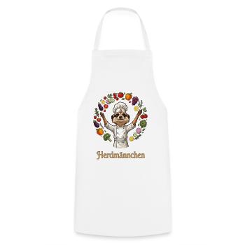 Herdmännchen Koch Gastronomie Beikoch Lustig  - Kochschürze - Weiß - Vorne - AI Model Male 185 dark (185cm)