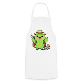Explorer Cactus with Backpack - Cooking Apron - white - Front - AI Model Male 185 dark (185cm)