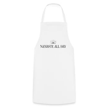 Namaste All Day Lotus - Boho Yoga Meditation Desig - Cooking Apron - white - Front - AI Model Male 185 dark (185cm)