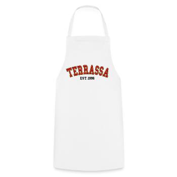 Terrassa Est. 1996 - Cooking Apron - white - Front - AI Model Male 185 dark (185cm)