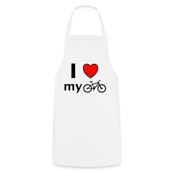 I Love Bicycle Saying Gift - Cooking Apron - white - Front - AI Model Male 185 dark (185cm)