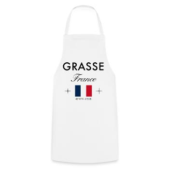 Grasse Frankreich Koordinaten Reise Souvenir - Kochschürze - Weiß - Vorne - AI Model Male 185 dark (185cm)