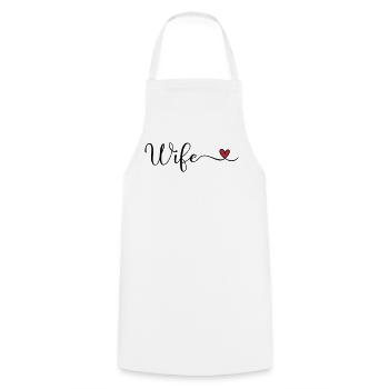 Wife Heart Typography - Cooking Apron - white - Front - AI Model Male 185 dark (185cm)