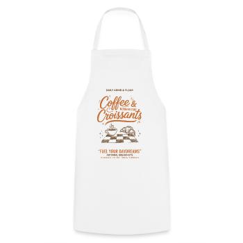 Café et croissants Petit-déjeuner Brunch - Tablier de cuisine - blanc - Devant - AI Model Male 185 dark (185cm)