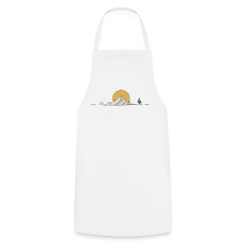 Mountain landscape: cyclists and sun - Cooking Apron - white - Front - AI Model Male 185 dark (185cm)