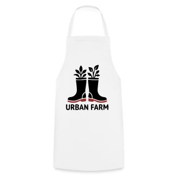 Logo des bottes en caoutchouc de ferme urbaine - Tablier de cuisine - blanc - Devant - AI Model Male 185 dark (185cm)