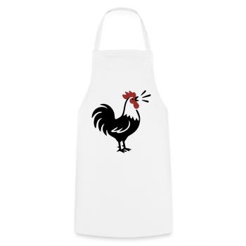 Logo de la ferme Rooster Crows - Tablier de cuisine - blanc - Devant - AI Model Male 185 dark (185cm)