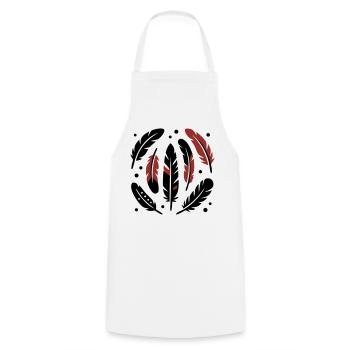 Logo du cercle de plumes d’oiseau - Tablier de cuisine - blanc - Devant - AI Model Male 185 dark (185cm)