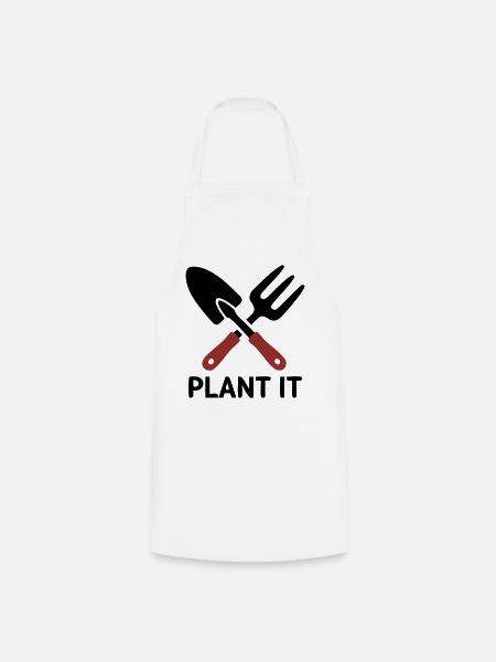 Gartenwerkzeug Plant It Logo - Kochschürze - Weiß