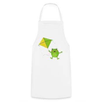 Une grenouille verte fait voler un cerf-volant – Fu - Tablier de cuisine - blanc - Devant - AI Model Male 185 dark (185cm)