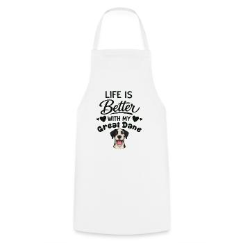 La vie est meilleure avec mon Dogue allemand - Tablier de cuisine - blanc - Devant - AI Model Male 185 dark (185cm)