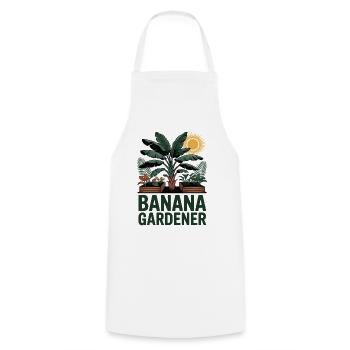 Banana Gardener Tropical Garden - Cooking Apron - white - Front - AI Model Male 185 dark (185cm)
