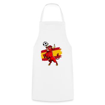 Taureau rouge football Espagne - Sport cartoon - Tablier de cuisine - blanc - Devant - AI Model Male 185 dark (185cm)