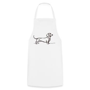 Chemise minimaliste teckel en une ligne avec un teckel - Tablier de cuisine - blanc - Devant - AI Model Male 185 dark (185cm)