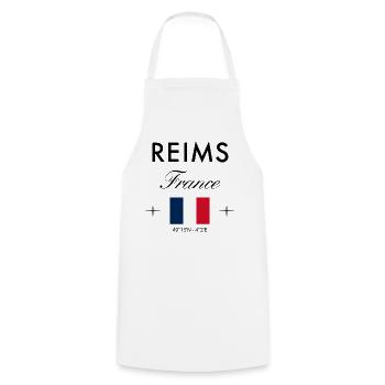 Reims France Coordinates Travel Souvenir - Cooking Apron - white - Front - AI Model Male 185 dark (185cm)