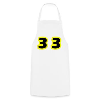 33 Symbole numérique - Tablier de cuisine - blanc - Devant - AI Model Male 185 dark (185cm)