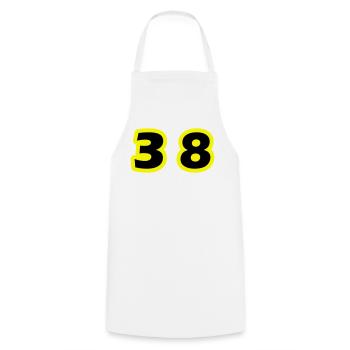 Symbole du chiffre 38 - Tablier de cuisine - blanc - Devant - AI Model Male 185 dark (185cm)