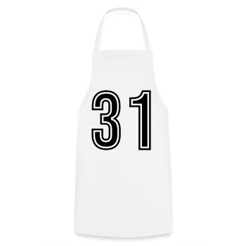 31 Number symbol - Cooking Apron - white - Front - AI Model Male 185 dark (185cm)