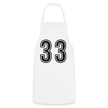 33 Symbole numérique - Tablier de cuisine - blanc - Devant - AI Model Male 185 dark (185cm)
