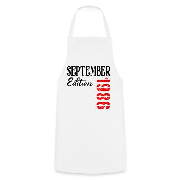 40e anniversaire septembre 1986 - Tablier de cuisine - blanc - Devant - AI Model Male 185 dark (185cm)