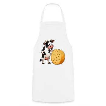 Cow Meets Cheese Cartoon - Cooking Apron - white - Front - AI Model Male 185 dark (185cm)