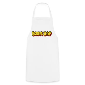 BOOM BAP - Oldschool Hip Hop Bubble Comic Style - Tablier de cuisine - blanc - Devant - AI Model Male 185 dark (185cm)