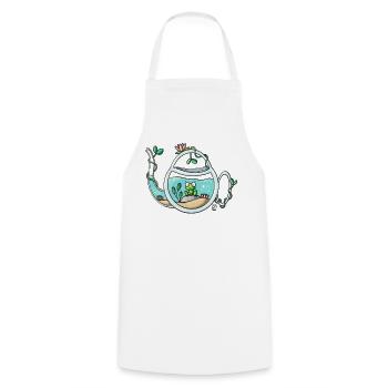 Teapot Garden Frog - Cooking Apron - white - Front - AI Model Male 185 dark (185cm)