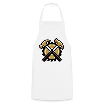 Blason du marteau artisan - Tablier de cuisine - blanc - Devant - AI Model Male 185 dark (185cm)