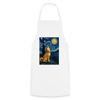 Shiba Inu Starry Night Kawaii Doge Art - Cooking Apron - white - Front - AI Model Male 185 dark (185cm)