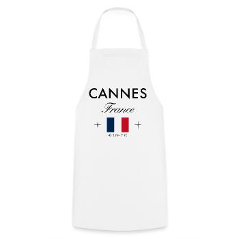 Cannes Frankreich Koordinaten Reise Souvenir - Kochschürze - Weiß - Vorne - AI Model Male 185 dark (185cm)