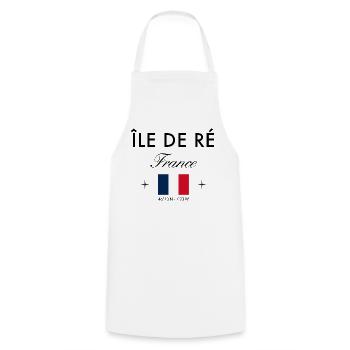 Ile de Re Frankreich Koordinaten Reise Souvenir - Kochschürze - Weiß - Vorne - AI Model Male 185 dark (185cm)
