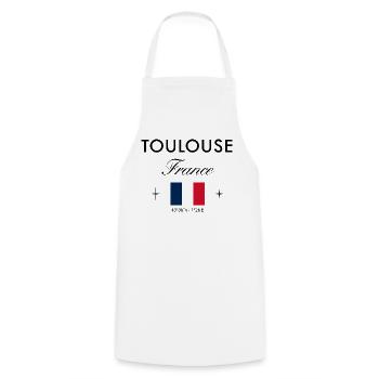 Toulouse Frankreich Koordinaten Reise Souvenir - Kochschürze - Weiß - Vorne - AI Model Male 185 dark (185cm)