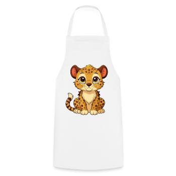 Cute Baby Cheetah - Cooking Apron - white - Front - AI Model Male 185 dark (185cm)