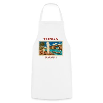 Marque de voyage vintage Tonga Tongatapu - Tablier de cuisine - blanc - Devant - AI Model Male 185 dark (185cm)