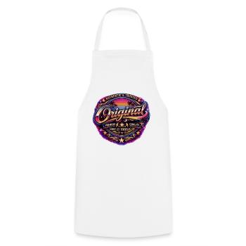 Insigne rétro Neon Synthwave des années 1980 Original 1986 - Tablier de cuisine - blanc - Devant - AI Model Male 185 dark (185cm)