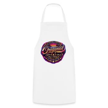 Insigne rétro des années 1980 Neon Synthwave Original 1989 - Tablier de cuisine - blanc - Devant - AI Model Male 185 dark (185cm)