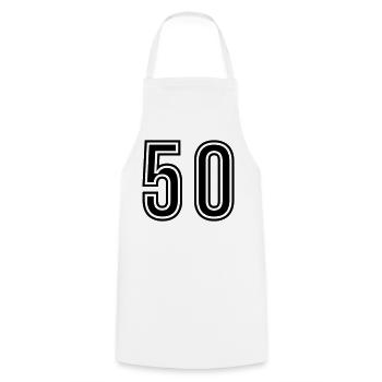 50 Zahl symbol - Kochschürze - Weiß - Vorne - AI Model Male 185 dark (185cm)