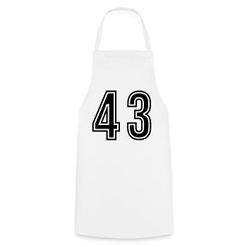 43 Number symbol - Cooking Apron - white - Front - AI Model Male 185 dark (185cm)