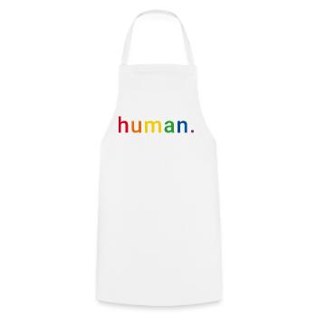 Human Rainbow Human Rights LGBTQ - Tablier de cuisine - blanc - Devant - AI Model Male 185 dark (185cm)