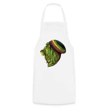 Rastafari lion's head - Cooking Apron - white - Front - AI Model Male 185 dark (185cm)