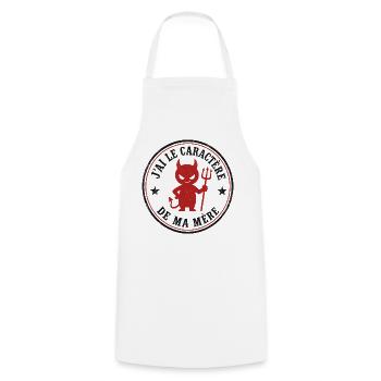 J'ai le caractère de ma mère – Diablotin humoristi - Tablier de cuisine - blanc - Devant - AI Model Male 185 dark (185cm)
