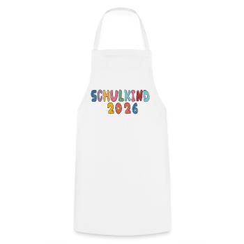 Schulkind 2026  - Kochschürze - Weiß - Vorne - AI Model Male 185 dark (185cm)