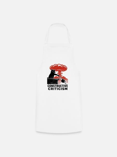 Linoleumschnitt-Katzen-Nuklearexplosion-Kaffeetasse - Kochschürze - Weiß