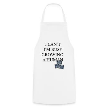 busy growing a human - Cooking Apron - white - Front - AI Model Male 185 dark (185cm)