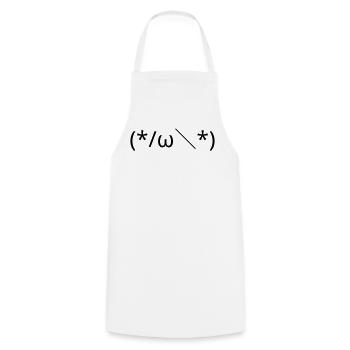 Verlegenes Emote (*/ω＼*) schüchtern Kaomoji - Kochschürze - Weiß - Vorne - AI Model Male 185 dark (185cm)