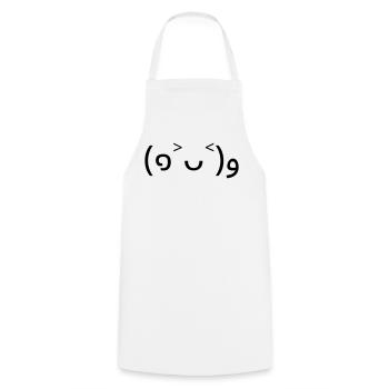 Anfeuerndes Emote (๑˃ᴗ˂)ﻭ gute Laune - Kochschürze - Weiß - Vorne - AI Model Male 185 dark (185cm)